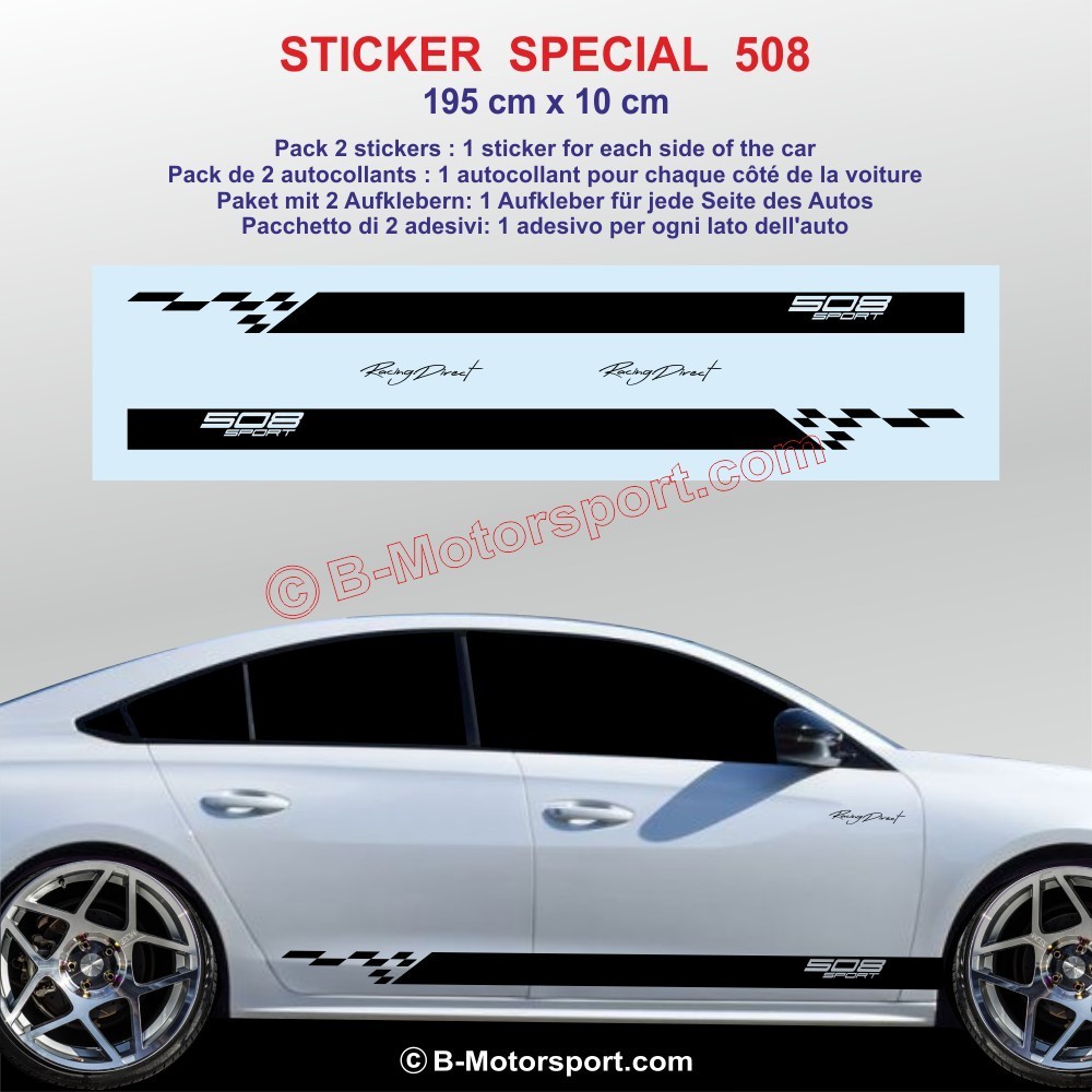 Sport side skirt sticker decals for PEUGEOT 508