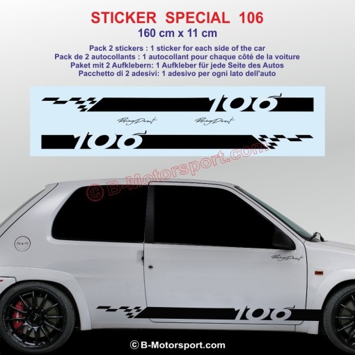 Sport side skirt sticker decals for PEUGEOT 106