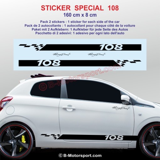 Sport side skirt sticker decals for PEUGEOT 108