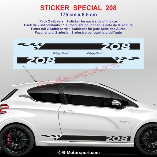 Sport side skirt sticker decals for PEUGEOT 208 and 208 GTi