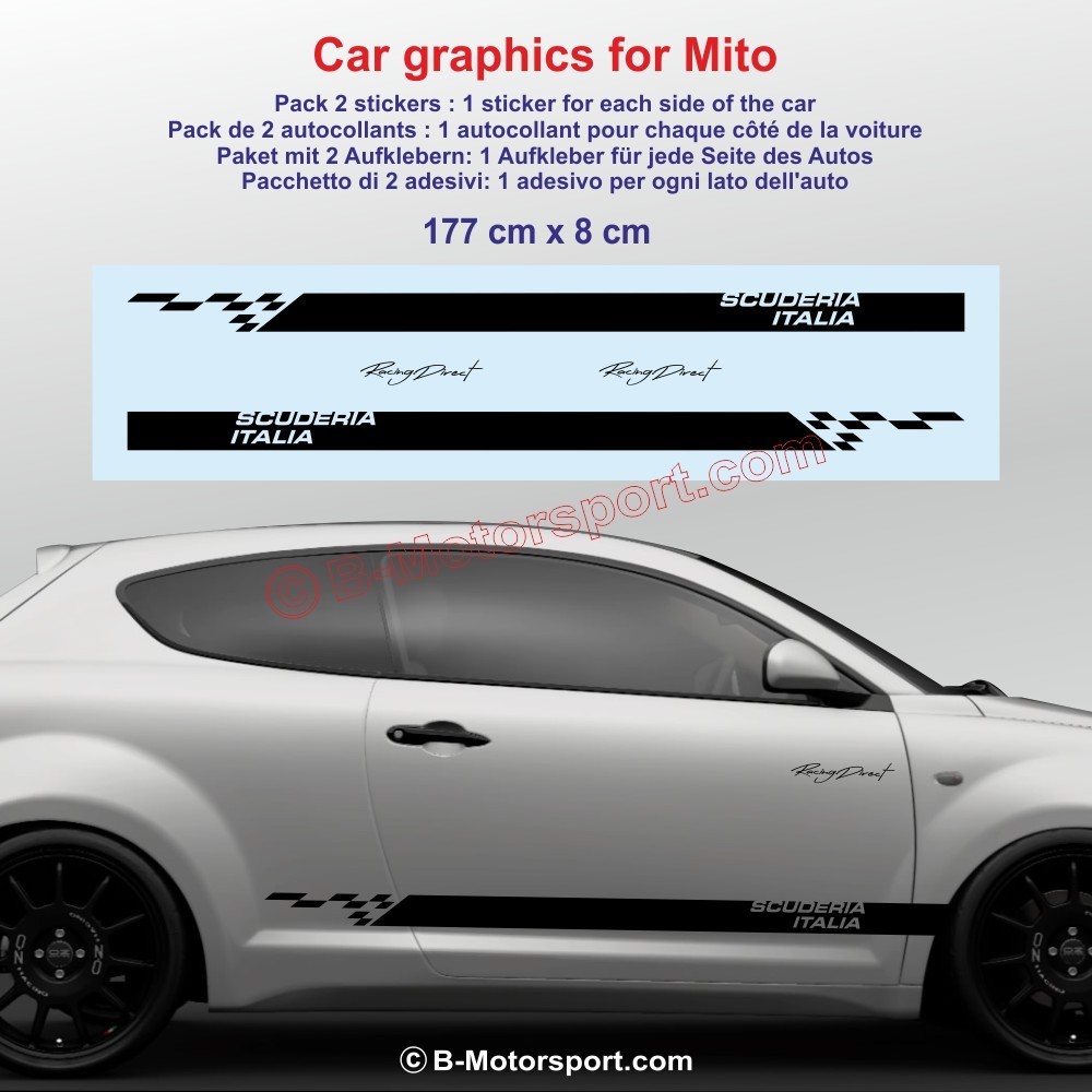 Sport side skirt sticker decals for ALFA ROMEO MITO - Type 2