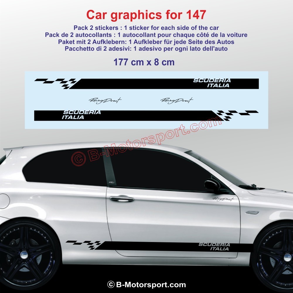 Sport side skirt sticker decals for ALFA ROMEO 147 - Type 2