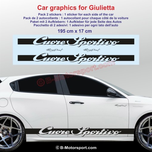 Sport side skirt sticker decals Cuore Sportivo for ALFA ROMEO Stelvio Giulietta 147 Tonale Junior