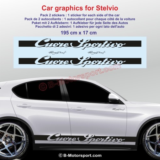 Sport side skirt sticker decals Cuore Sportivo for ALFA ROMEO Stelvio Giulietta 147 Tonale Junior