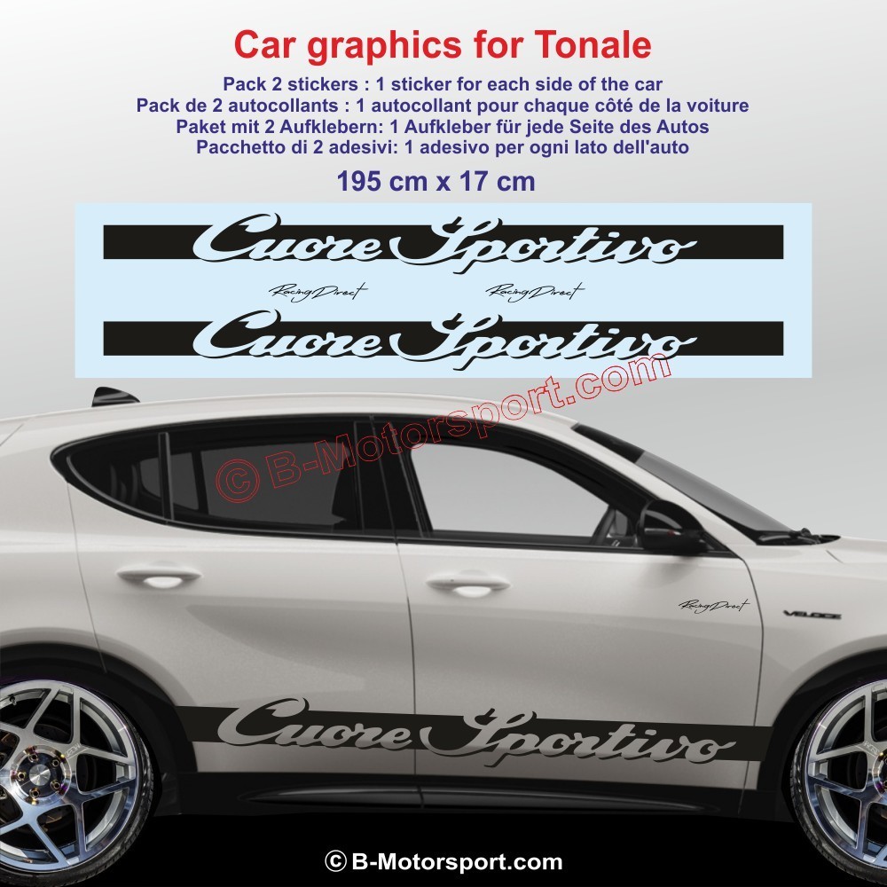 Sport side skirt sticker decals Cuore Sportivo for ALFA ROMEO Stelvio Giulietta 147 Tonale Junior