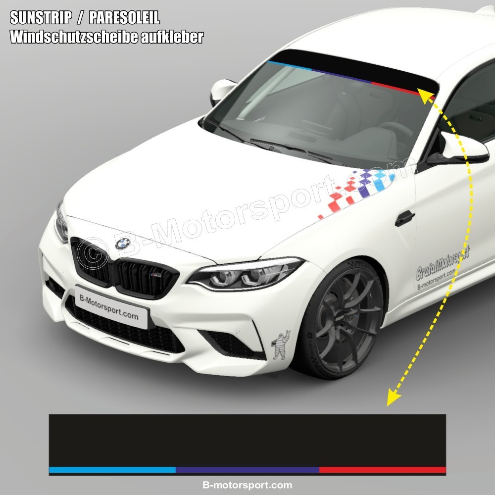 Parabrezza adesivo da corsa con strisce colorate M-POWER per tutte le BMW MOTORSPORT