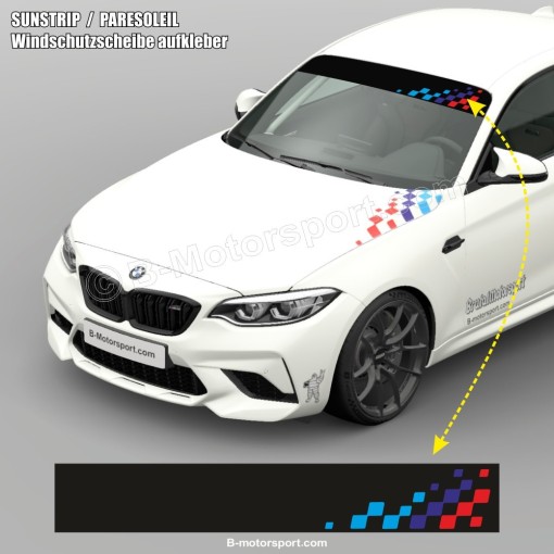 Windshield decal with M-POWER color chequered flag for all BMW MOTORSPORT