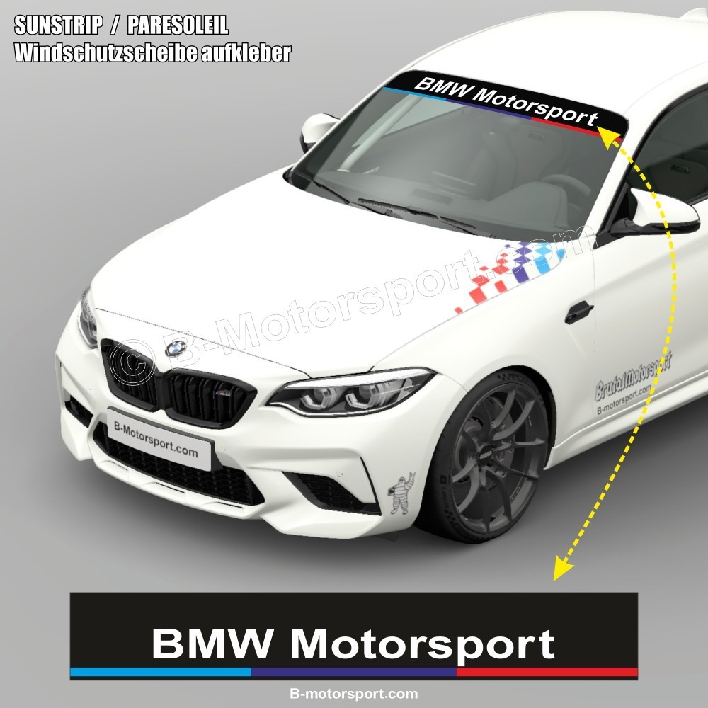 Parabrezza adesivo BMW MOTORSPORT con strisce colorate M-POWER