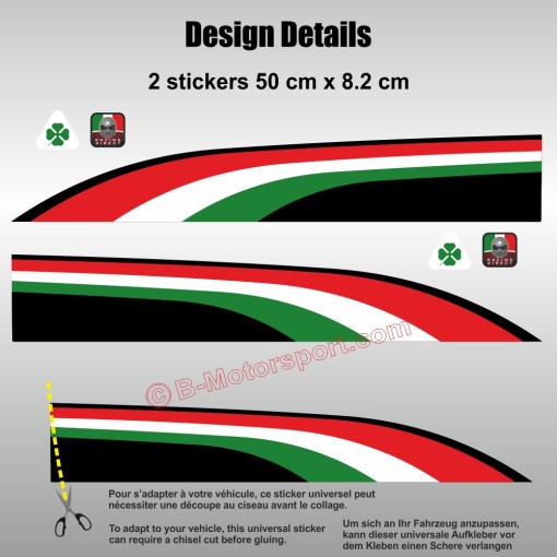 Sticker coloris ITALIA pour Alfa Tonale Stelvio Giulia Giulietta Mito 147