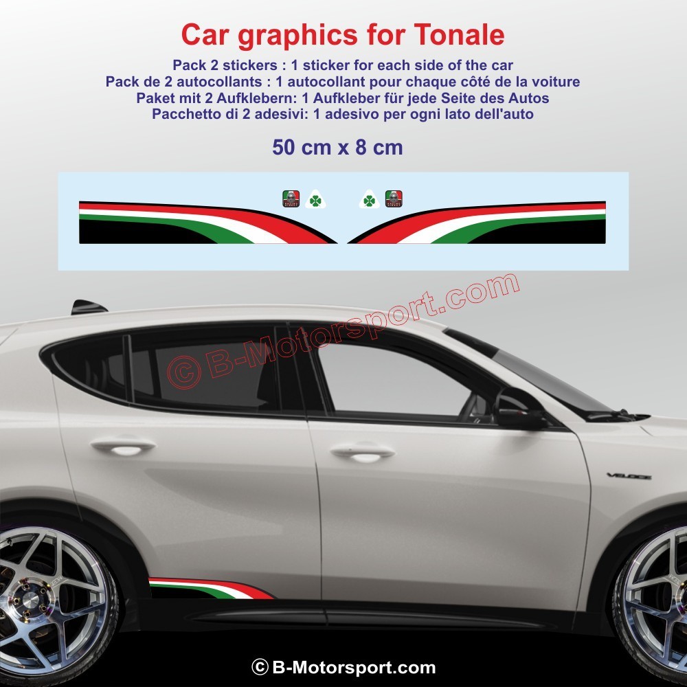 Sticker coloris ITALIA pour Alfa Tonale Stelvio Giulia Giulietta Mito 147