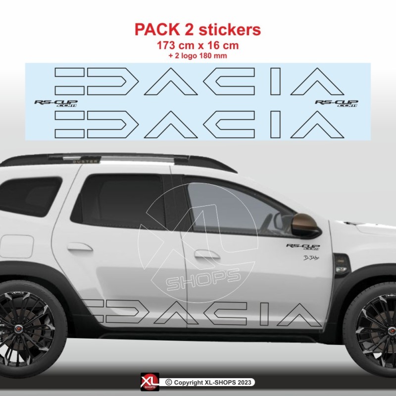 2 sticker DUSTER OUTLINE bandes latérales RACING pour Dacia Duster II