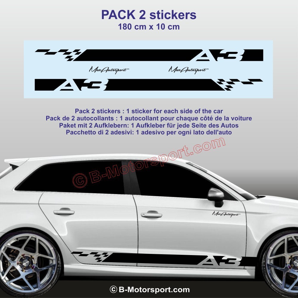 Sport side skirt sticker decals for AUDI A3