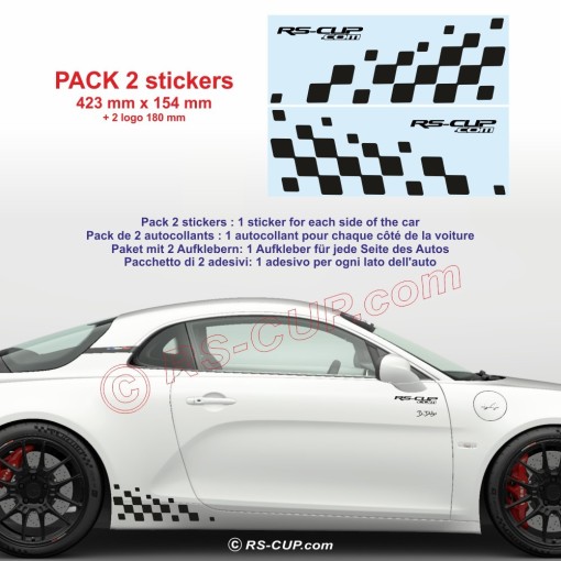 2 stickers damiers latéraux Racing pour Alpine A110