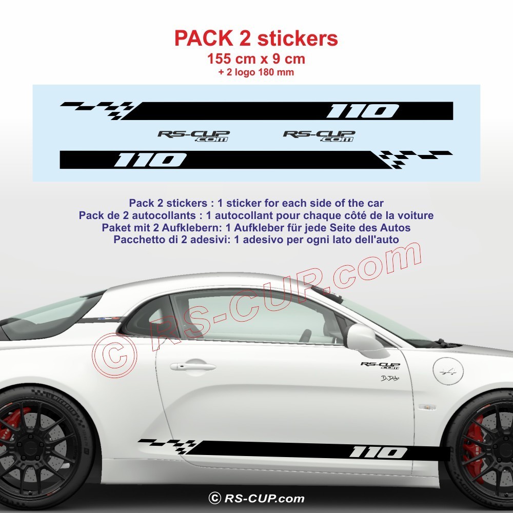 2 stickers bande bas de caisse SPORT pour Alpine A110