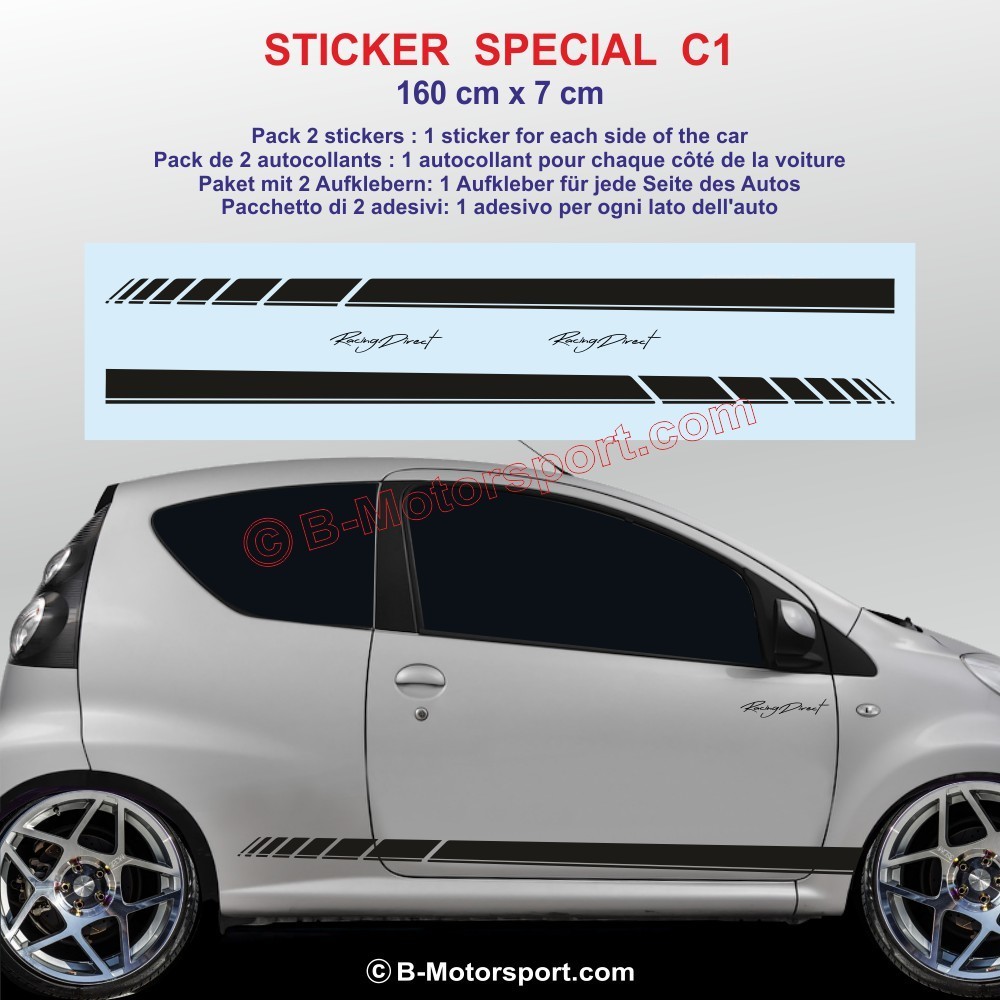 Racing side skirt sticker decals for CITROEN C1