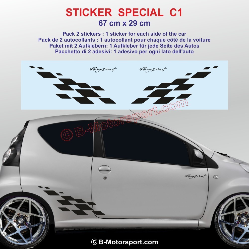 MOTORSPORT side skirt sticker decals for CITROEN C1