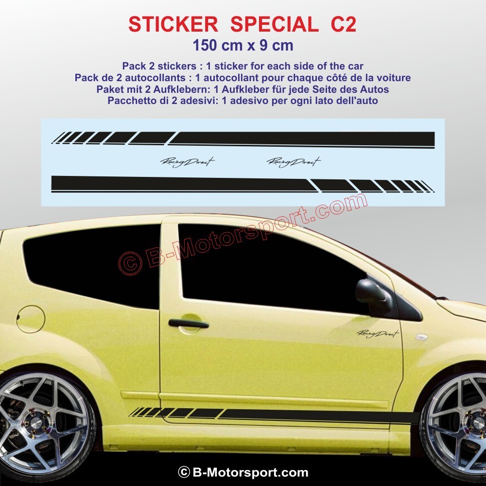 Racing side skirt sticker decals for CITROEN C2