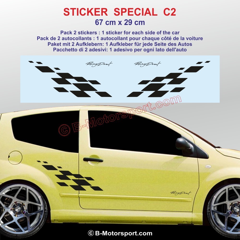 MOTORSPORT side skirt sticker decals for CITROEN C2