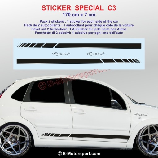 RACING side skirt sticker decals for CITROEN C3