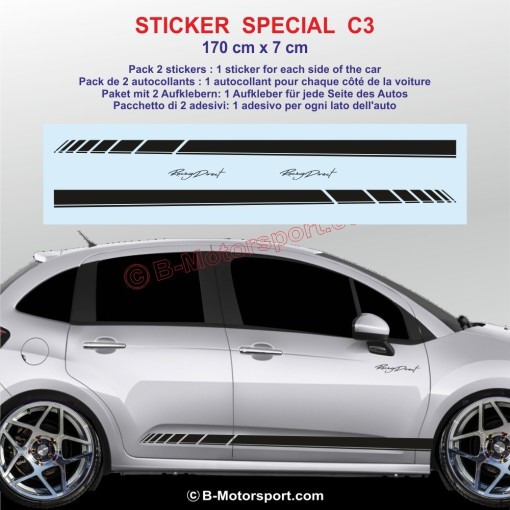 RACING side skirt sticker decals for CITROEN C3