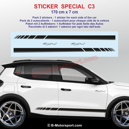 RACING side skirt sticker decals for CITROEN C3