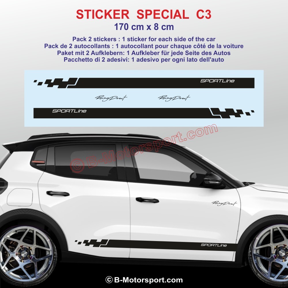 SPORTLINE side skirt sticker decals for CITROEN C3