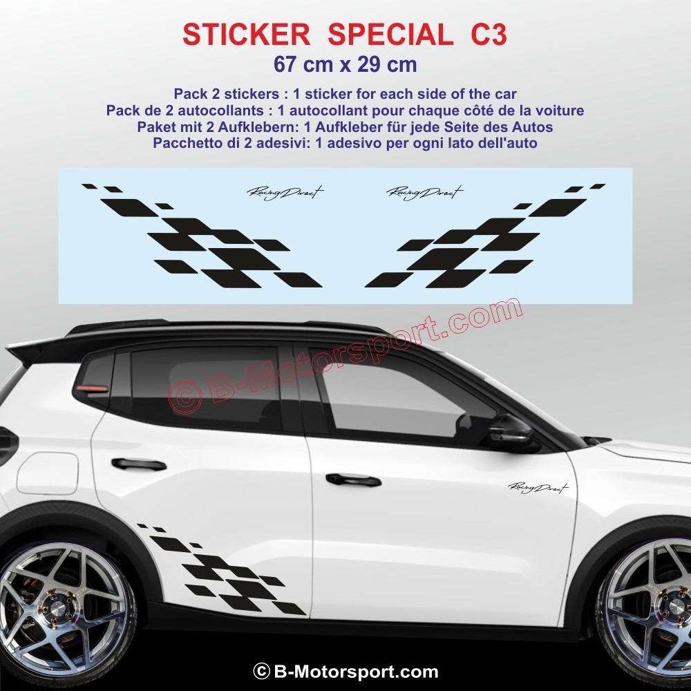 MOTORSPORT side skirt sticker decals for CITROEN C3