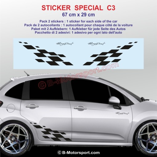 MOTORSPORT side skirt sticker decals for CITROEN C3