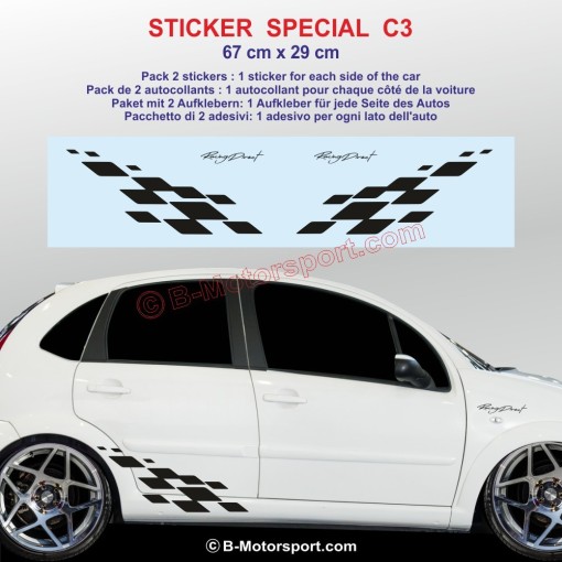 MOTORSPORT side skirt sticker decals for CITROEN C3