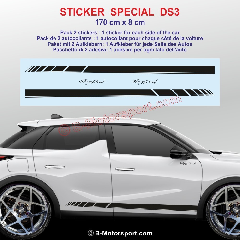 RACING side skirt sticker decals for CITROEN DS3