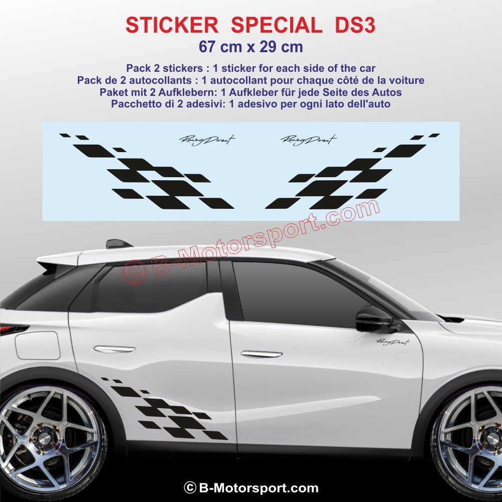 MOTORSPORT side skirt sticker decals for CITROEN DS3