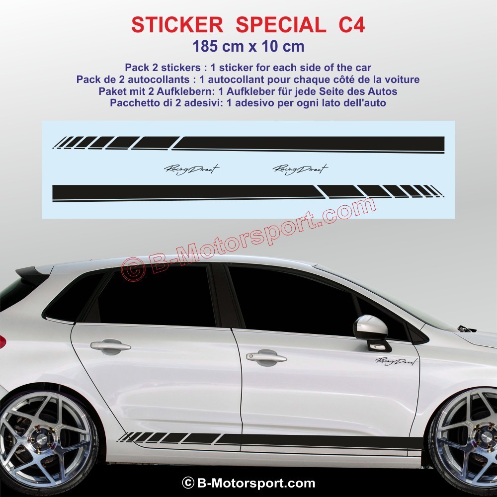 RACING side skirt sticker decals for CITROEN C4