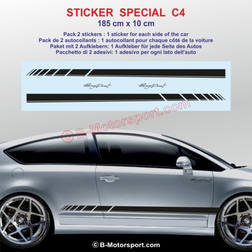 RACING side skirt sticker decals for CITROEN C4