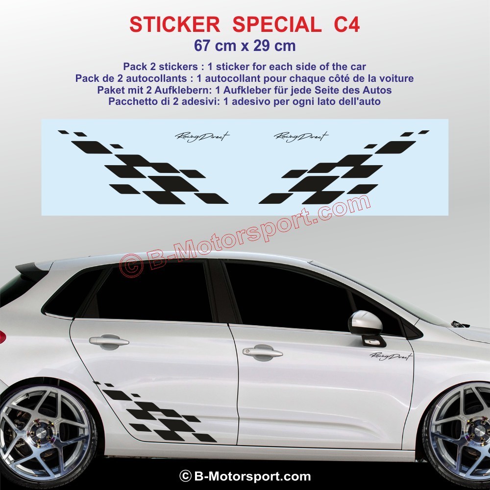 MOTORSPORT side skirt sticker decals for CITROEN C4