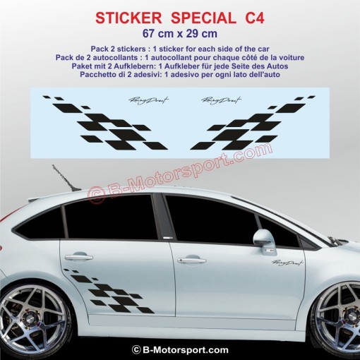 MOTORSPORT side skirt sticker decals for CITROEN C4