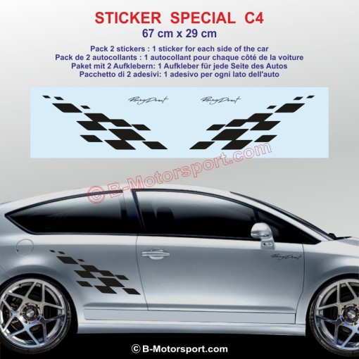 MOTORSPORT side skirt sticker decals for CITROEN C4