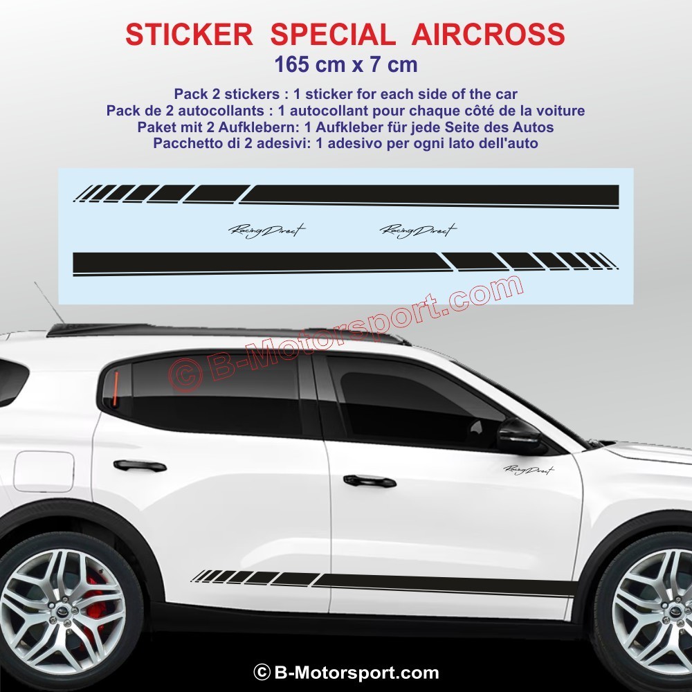 RACING side skirt sticker decals for CITROEN C3 C4 C5 AIRCROSS