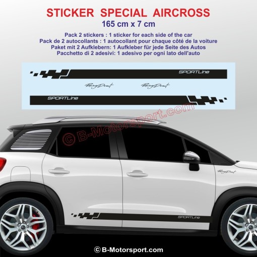 SPORTLINE side skirt sticker decals for CITROEN C3 C4 C5 AIRCROSS