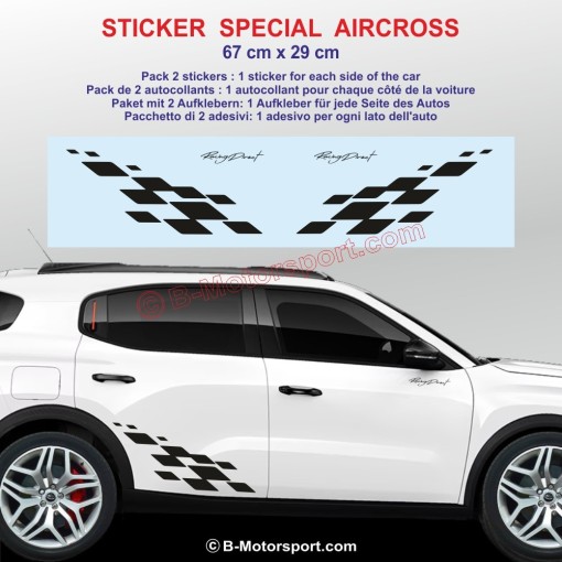 MOTORSPORT side skirt sticker decals for CITROEN C3 C4 C5 AIRCROSS