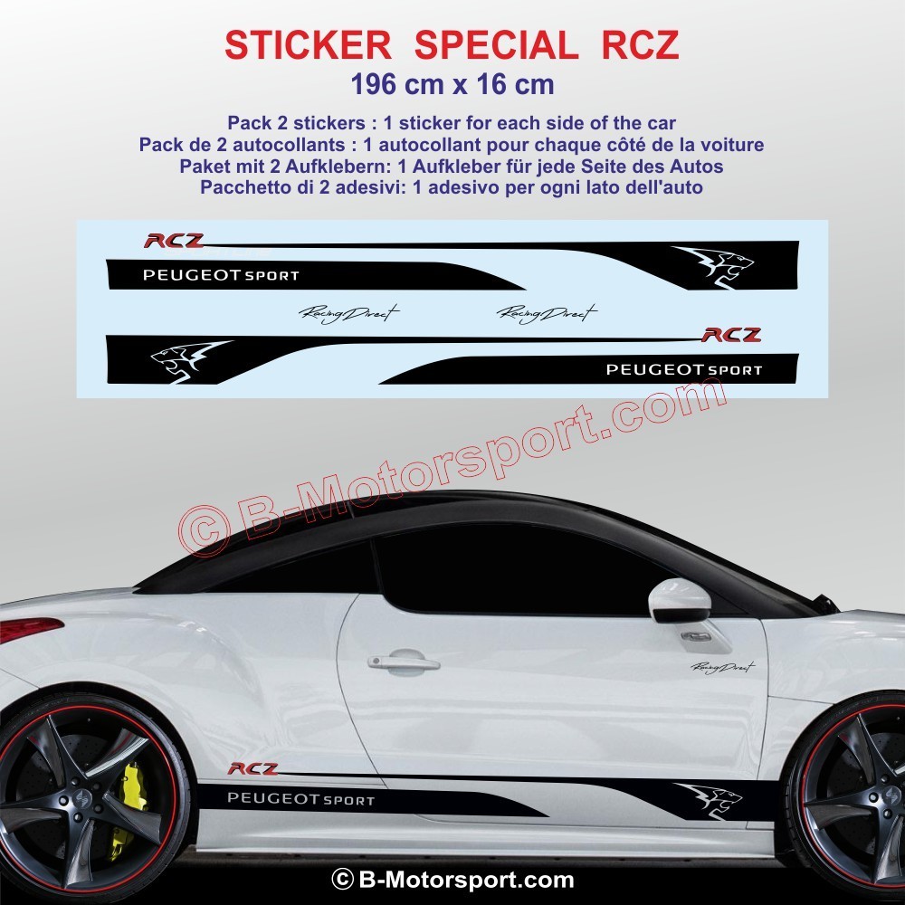 Kit autocollant SPORT pour bas de caisse PEUGEOT RCZ