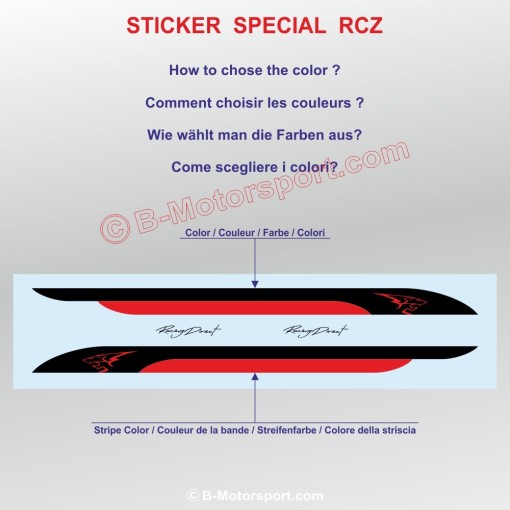 ZWEIFARBIG Seitenstreifen Aufkleber für PEUGEOT RCZ