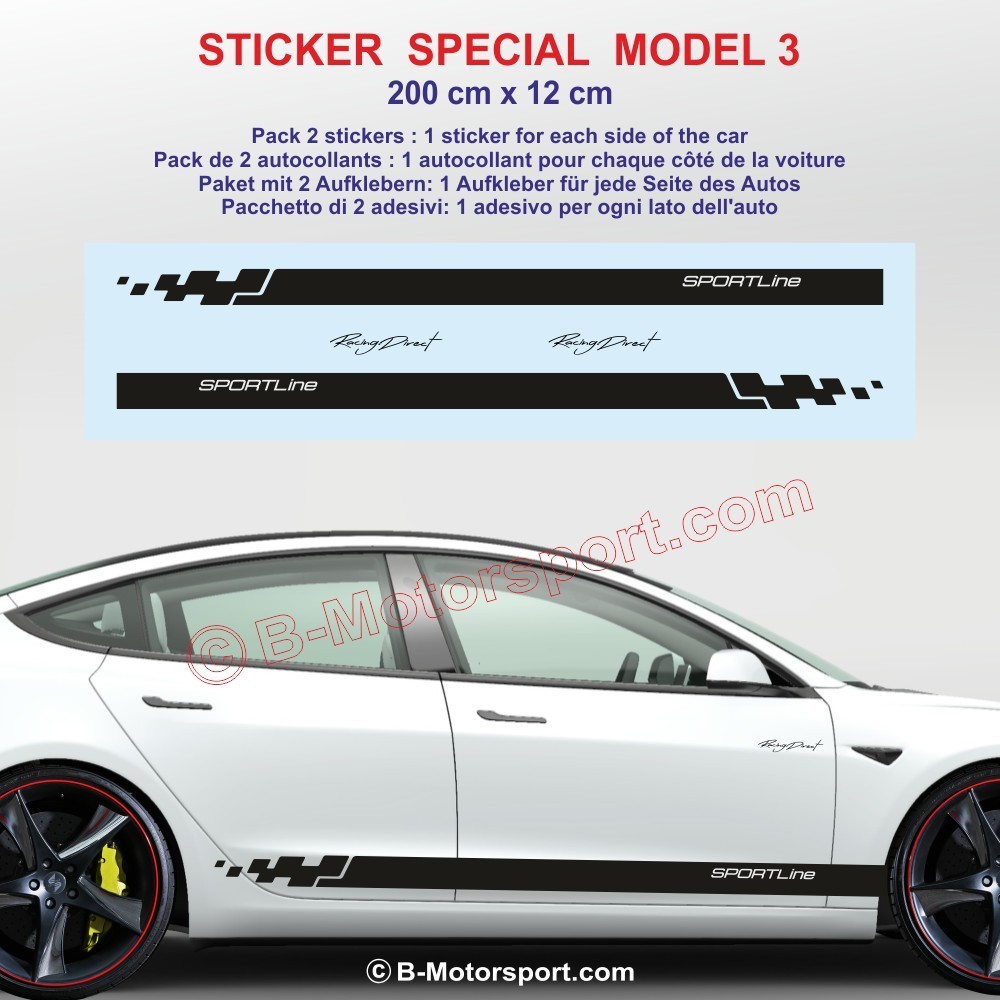 SPORTLINE side skirt sticker decals for TESLA MODEL 3 and MODEL X