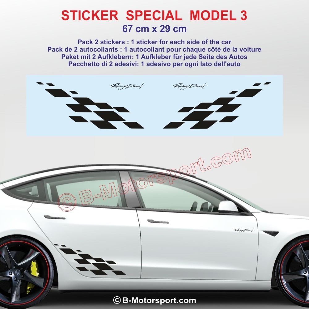 Adesivi MOTORSPORT per TESLA MODEL S 3 X Y