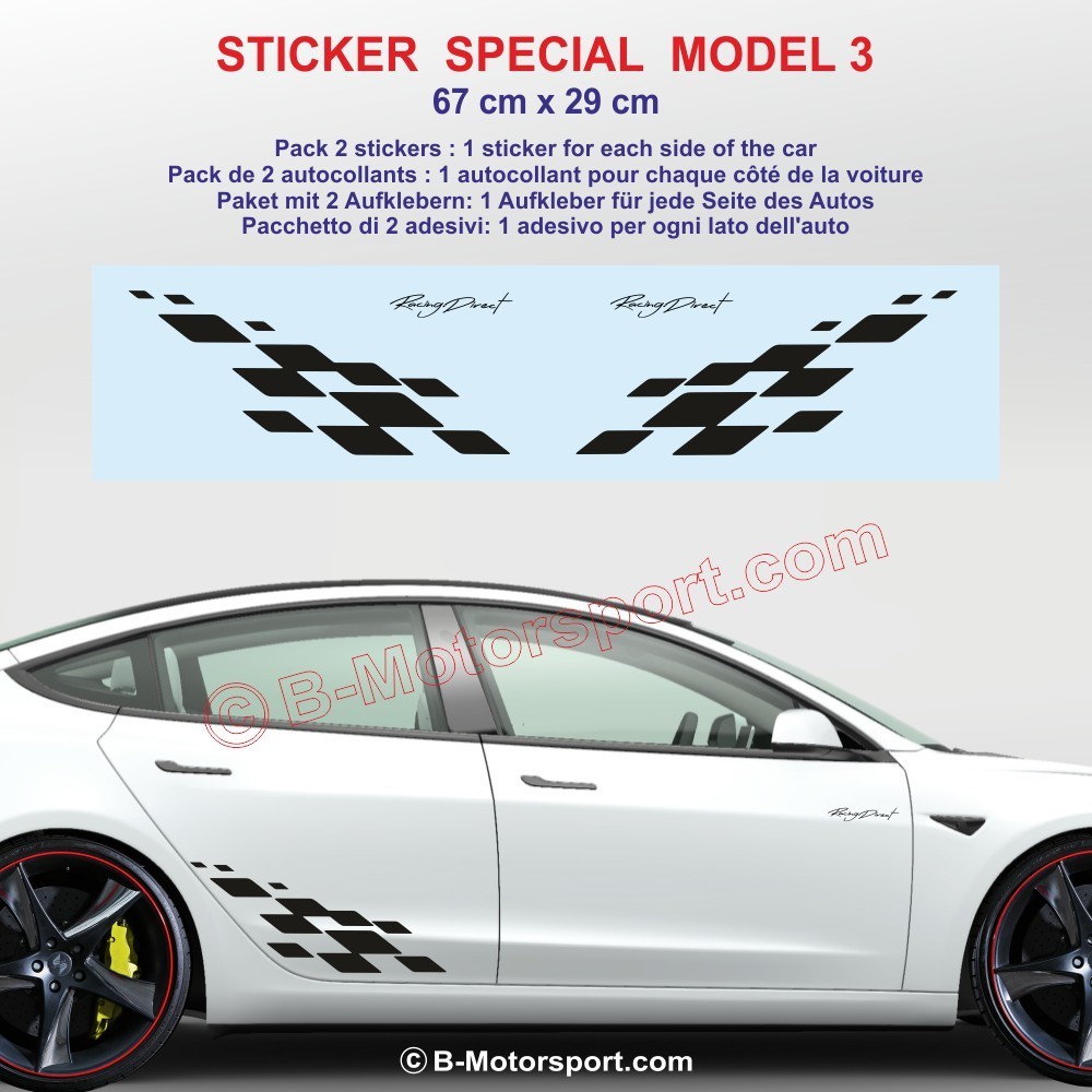 MOTORSPORT side skirt sticker decals for TESLA MODEL S 3 X Y