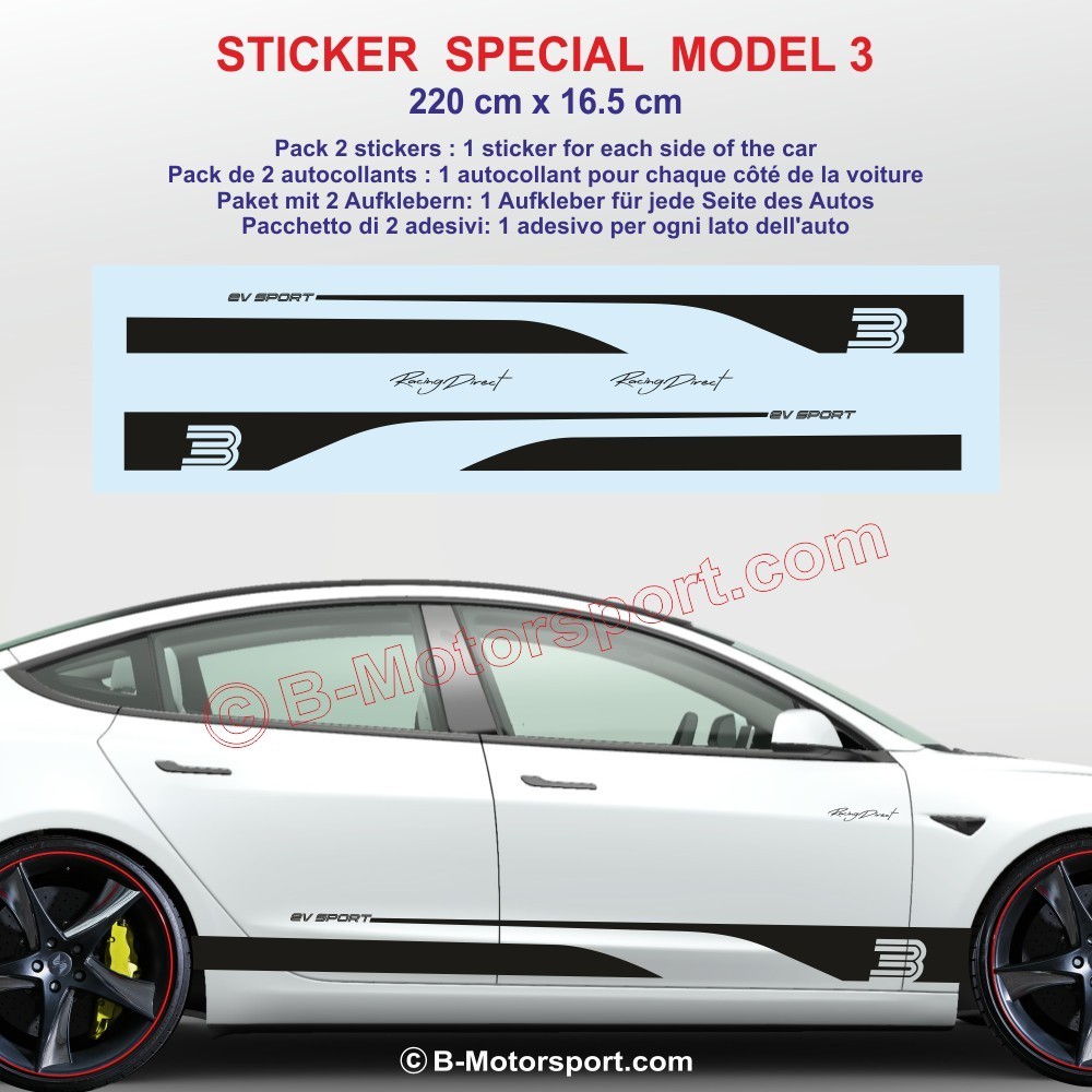 EV SPORT side skirt sticker decals for TESLA MODEL 3
