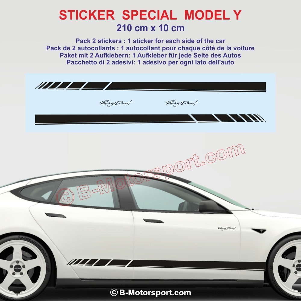 RACING Seitenstreifen Aufkleber für TESLA MODEL Y