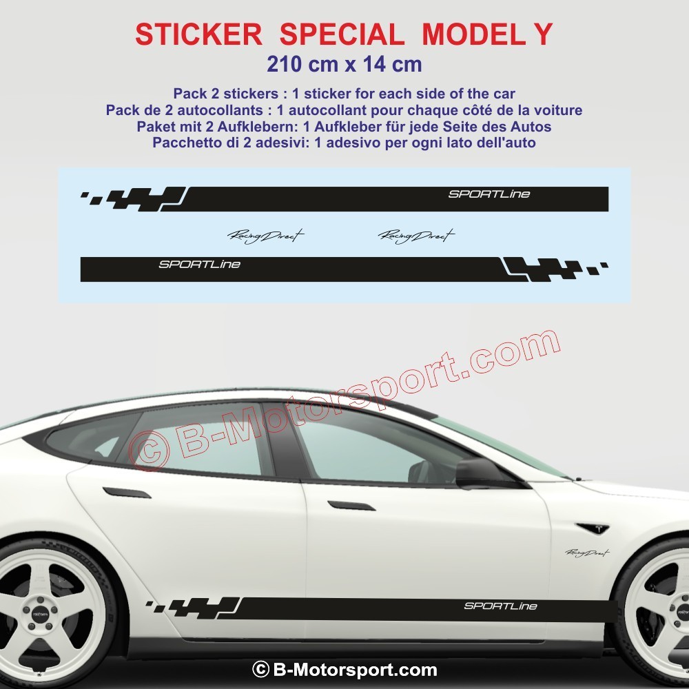 SPORTLINE Seitenstreifen Aufkleber für TESLA MODEL Y