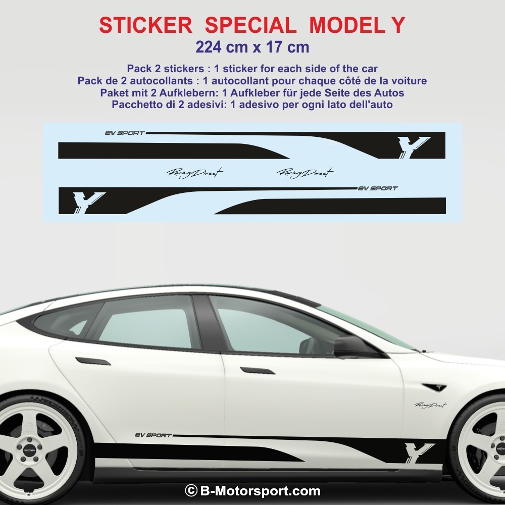 EV SPORT side skirt sticker decals for TESLA MODEL Y