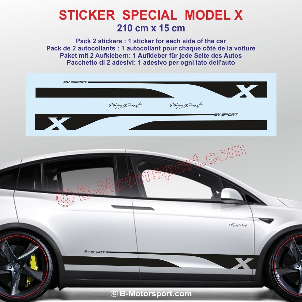 EV SPORT Seitenstreifen Aufkleber für TESLA MODEL X