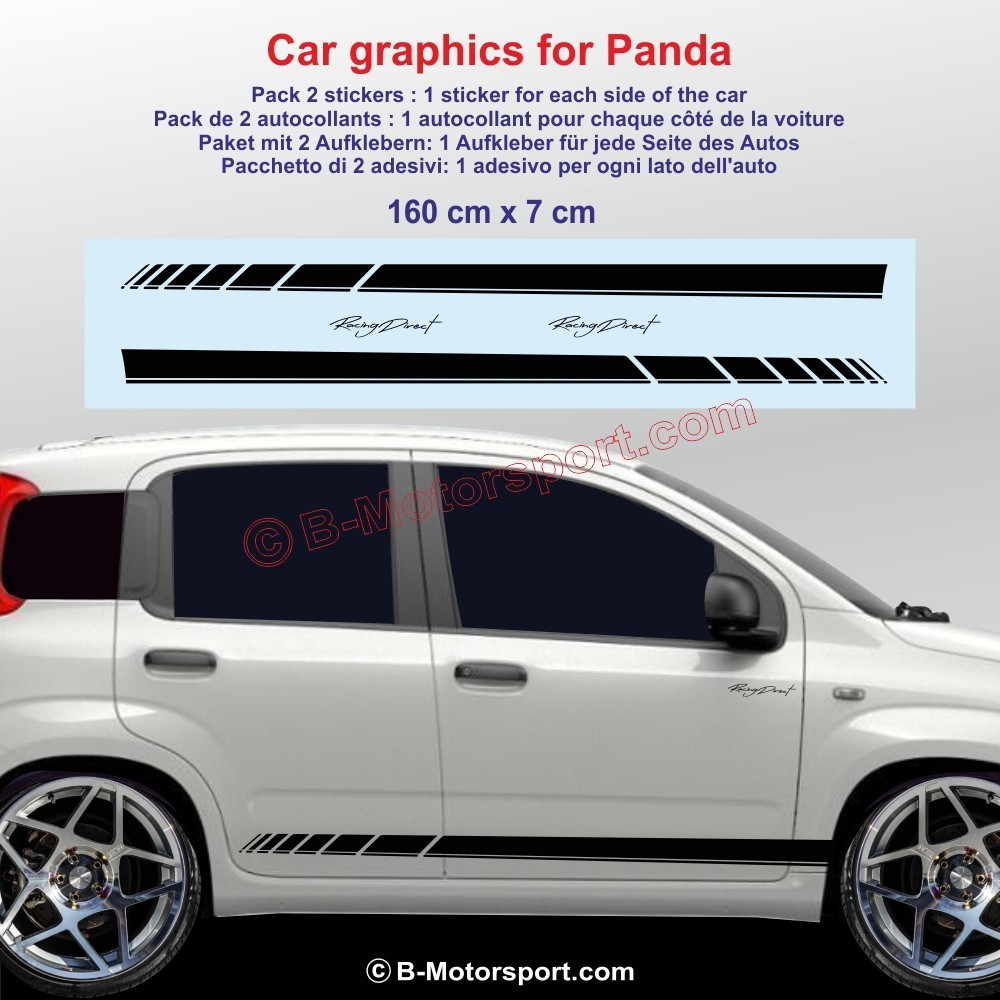 RACING side skirt sticker decals for FIAT PANDA